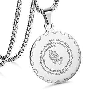 New Stainless Steel Coin Pendant Necklace 24"